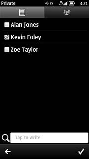 When the box next to a contact is ticked (V), the contact is selected.