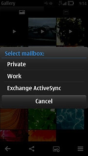 Press the required email account.An email message containing the picture or video clip is created.