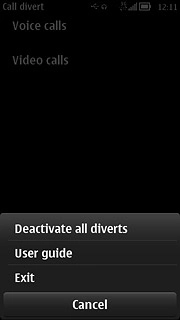 Press Deactivate all diverts.The request is sent.