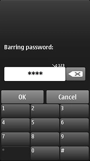 Key in your barring password (default is 0000) and press OK.A request to cancel all call barrings is sent to the network.