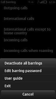 Press Edit barring password.