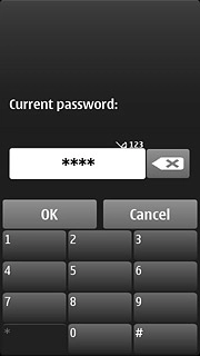 Key in your current barring password (default is 0000) and press OK.