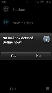 If no email accounts have been created:Press Yes.