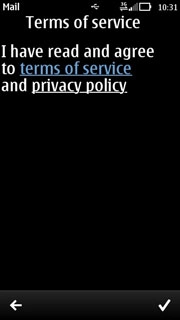 Press the confirm icon to accept the terms and conditions.