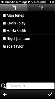 Press the confirm icon.Write the text for your picture message.