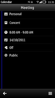Press the return icon to return to the calendar.