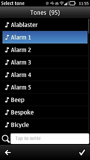 Once you've found an alarm tone you like, press the confirm icon.
