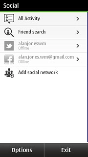 If you have previously added a social network:Press Add social network.