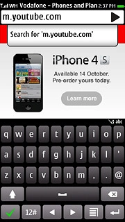 Key in http://m.youtube.com and press arrow right.