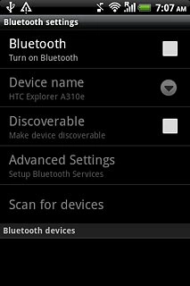 Press Bluetooth to turn Bluetooth on or off.