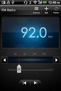 Press the indicator at the centre of the display and drag it right or left to select the required frequency.