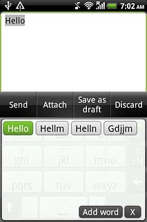 Press the required word to insert it.