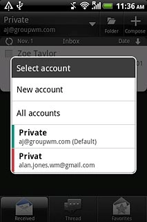 Press the required email account.