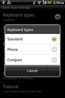 Press Standard, Phone or Compact.