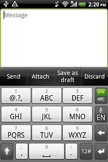When XT9 is displayed on a green background, the function is turned on.