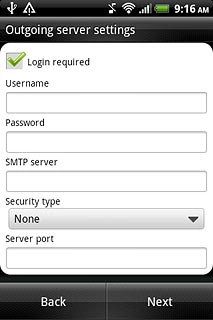 Press the field below SMTP server and key in the name or IP address of your email provider's outgoing server.Please note that if you can't send email messages when using your email provider's outgoing server, key in smtp.vodafone.net.au (Vodafone's outgoing server).