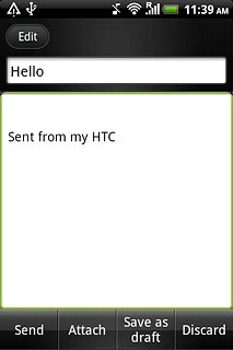 Press the text input field.Write the text for your email message.