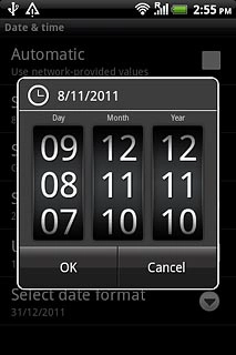 Slide the numbers up or down to set the date.
