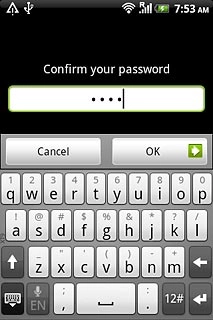Key in the phone lock code again and press OK.