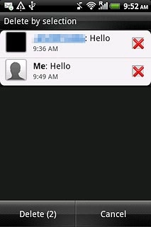 When the box next to a text message is marked (X), the text message is selected.