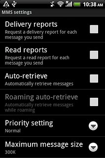 Press Delivery reports to turn the function on or off.