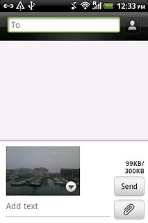 A picture message containing the picture or video clip is created.Press To and key in the first letters of the required contact.