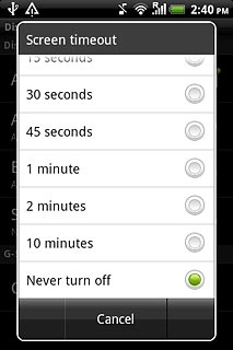 Press Never turn off or the required period.