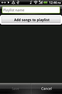 Press the field at the top of the display and key in the name for the playlist.