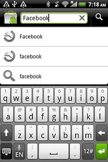 Key in Facebook and press the search icon.