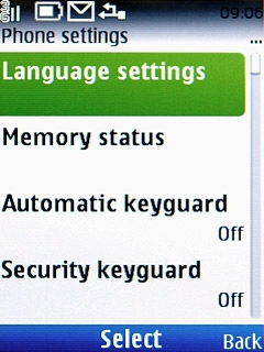 Scroll to Language settings and press the Navigation key.