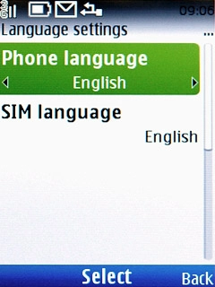 Scroll to Phone language and press the Navigation key.