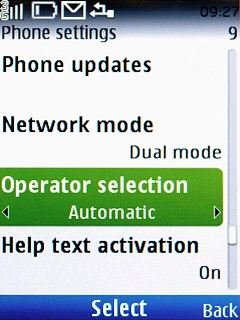 Scroll to Operator selection and press the Navigation key.