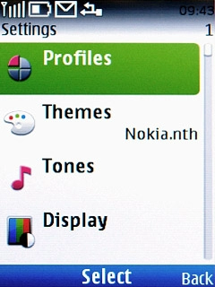 Scroll to Profiles and press the Navigation key.