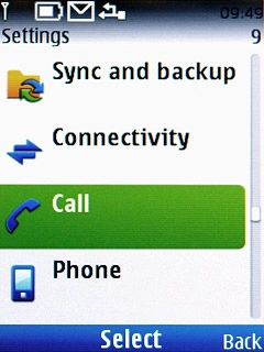 Scroll to Call and press the Navigation key.