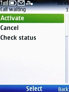 Highlight Activate or Cancel and press the Navigation key.A request to change the setting is sent to the network.