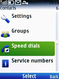 Scroll to Speed dials and press the Navigation key.