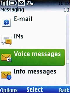 Scroll to Voice messages and press the Navigation key.