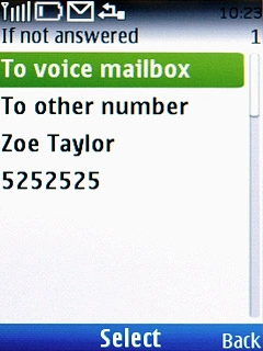 Scroll to To voice mailbox and press the Navigation key.