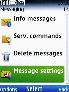 Scroll to Message settings and press the Navigation key.