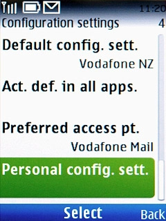 Scroll to Personal config. sett. and press the Navigation key.