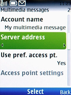 Scroll to Server address and press the Navigation key.