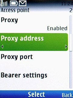 Scroll to Proxy address and press the Navigation key.