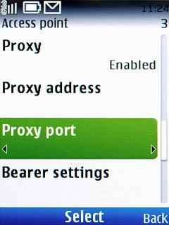 Scroll to Proxy port and press the Navigation key.