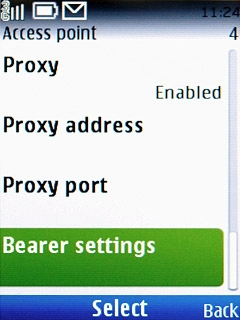 Scroll to Bearer settings and press the Navigation key.