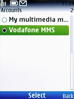 Scroll to Vodafone MMS and press the Navigation key.