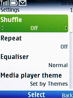 Scroll to Shuffle and press the Navigation key.