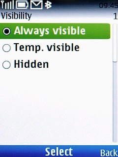 Highlight Always visible, Temp. visible or Hidden and press the Navigation key.