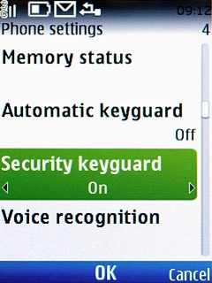 Highlight On or Off and press the Navigation key.