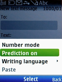 Highlight Prediction on or Prediction off (depending on the current setting) and press the Navigation key.