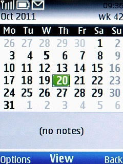 Highlight the required date and press Options.